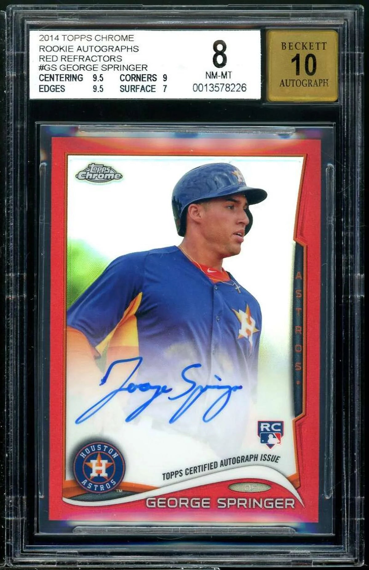 BGS Refractors Autographs Topps Red Chrome Rookie Springer George Rookie 8 2014