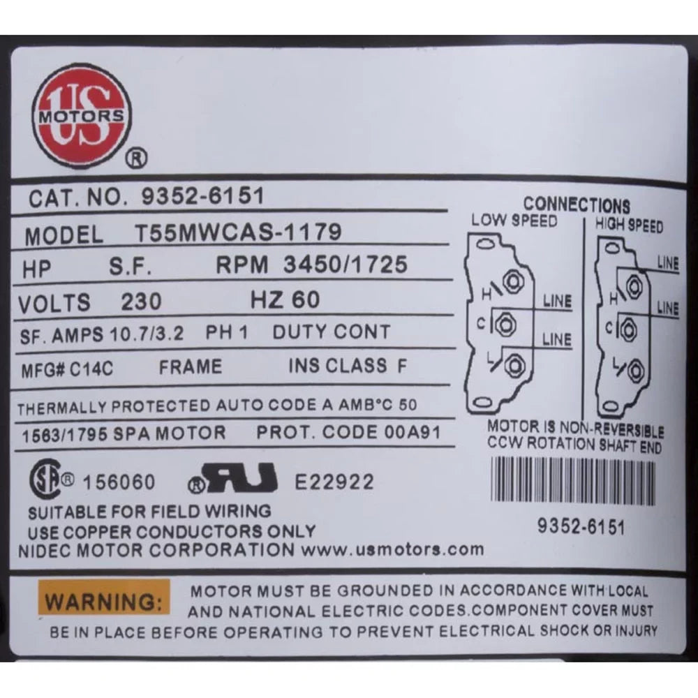 2", XP2, Pump, OEM 2.5ohp/4.0thp, 2-Speed, 230v, Flo 48fr, Aqua