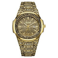 Gold Steel Calendar Stainless Wrist Watch with Vintage for Strap Analogue GIFT Men Quartz Watches