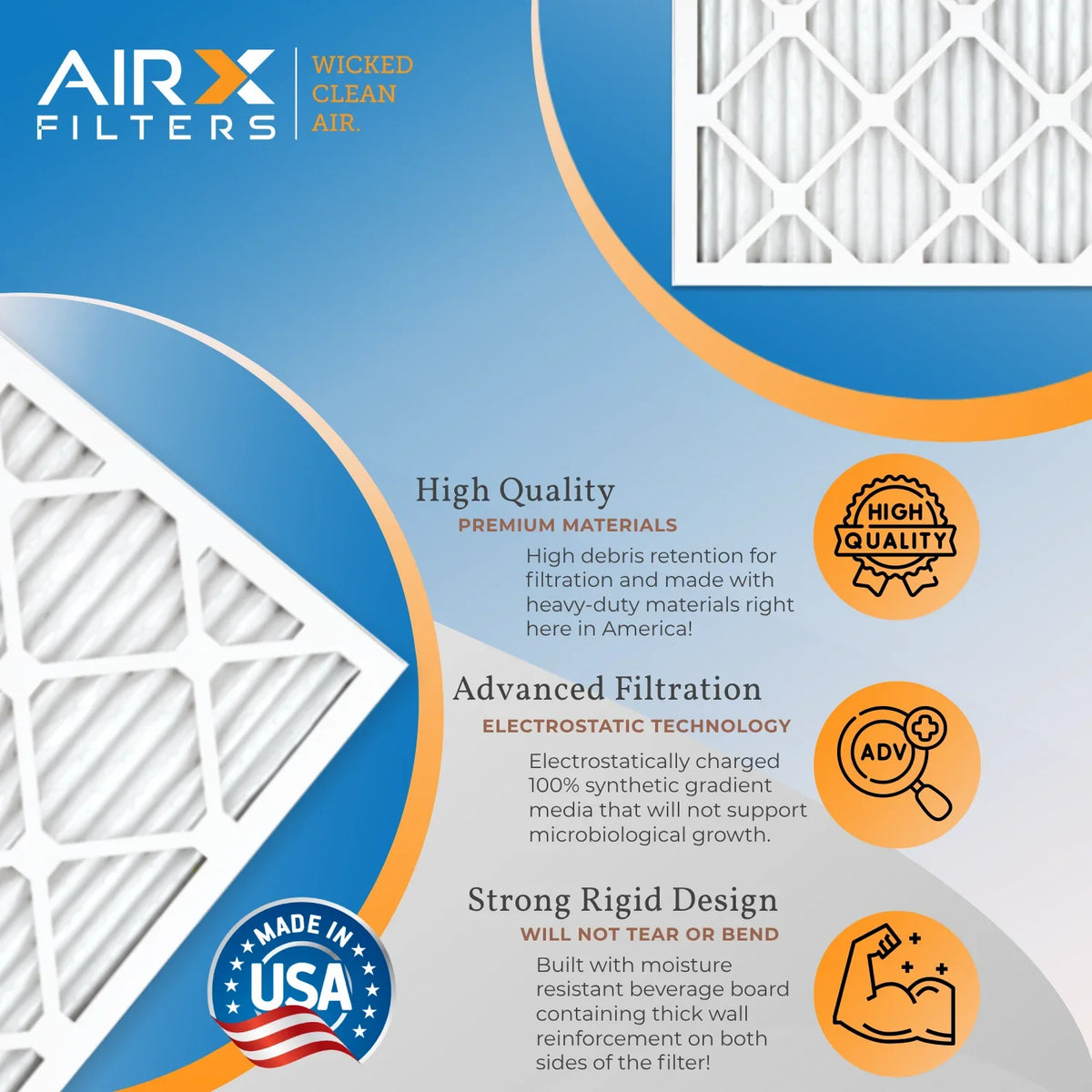 USA HVAC Furnace WICKED FPR Pack MERV 11 Air 1000, FILTERS CLEAN 1200 7 by Conditioner Made 21.5x23.5x1 4 AIR. Electrostatic Air Filters Comparable MPR 21.5x23.5x1 & MPR Pleated Filter Filter AIRX to