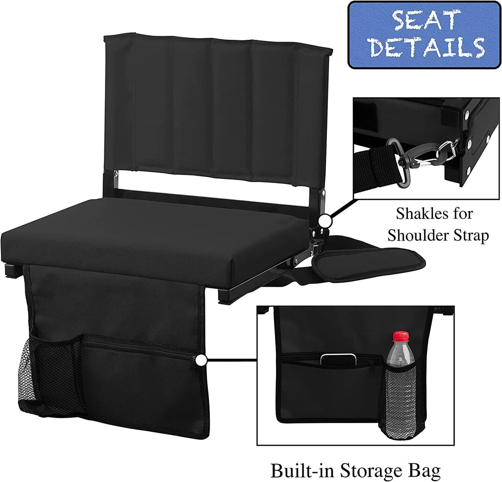 with Cup of Cushion Stadium and Holder Strap Stadium Padded Bleachers 2-Pack with Foldable CozyBox for Chairs Seat
