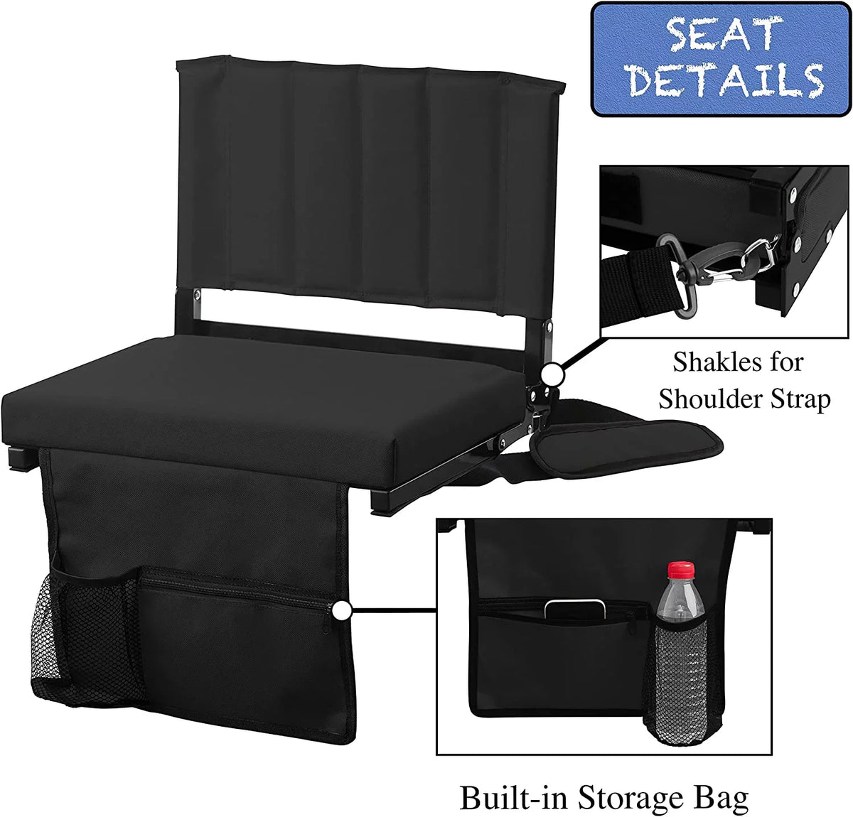 with Cup of Cushion Stadium and Holder Strap Stadium Padded Bleachers 2-Pack with Foldable CozyBox for Chairs Seat
