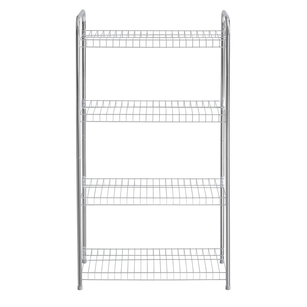 Satin Wire Unit, Multipurpose Rubbermaid 4-Tier Shelving Nickel. Freestanding