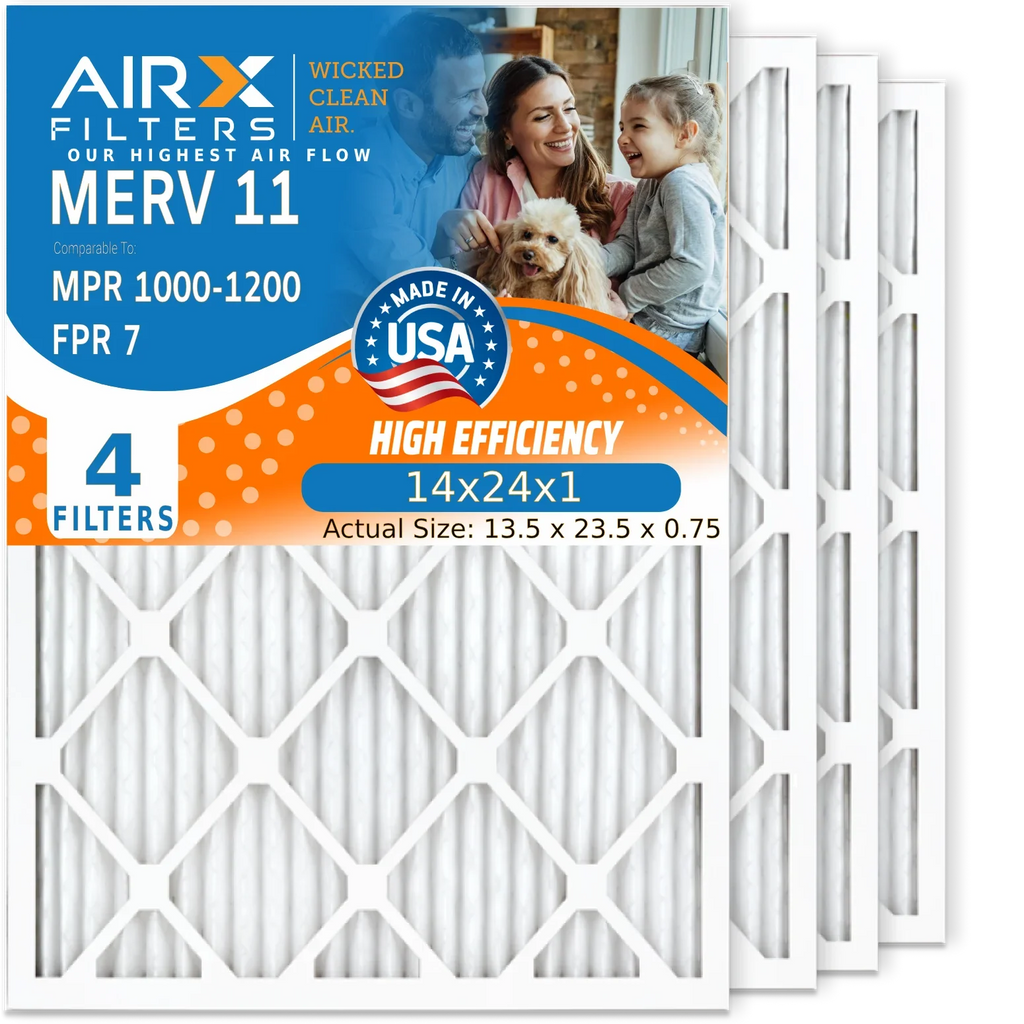 Made WICKED 1200 by Premium 14x24x1 USA Filters Air CLEAN 11 Furnace 7 Pack FILTERS Pleated MERV MPR Electrostatic MPR HVAC 4 Comparable FPR to 1000, 14x24x1 AIRX Air AIR. & Conditioner Filter Filter