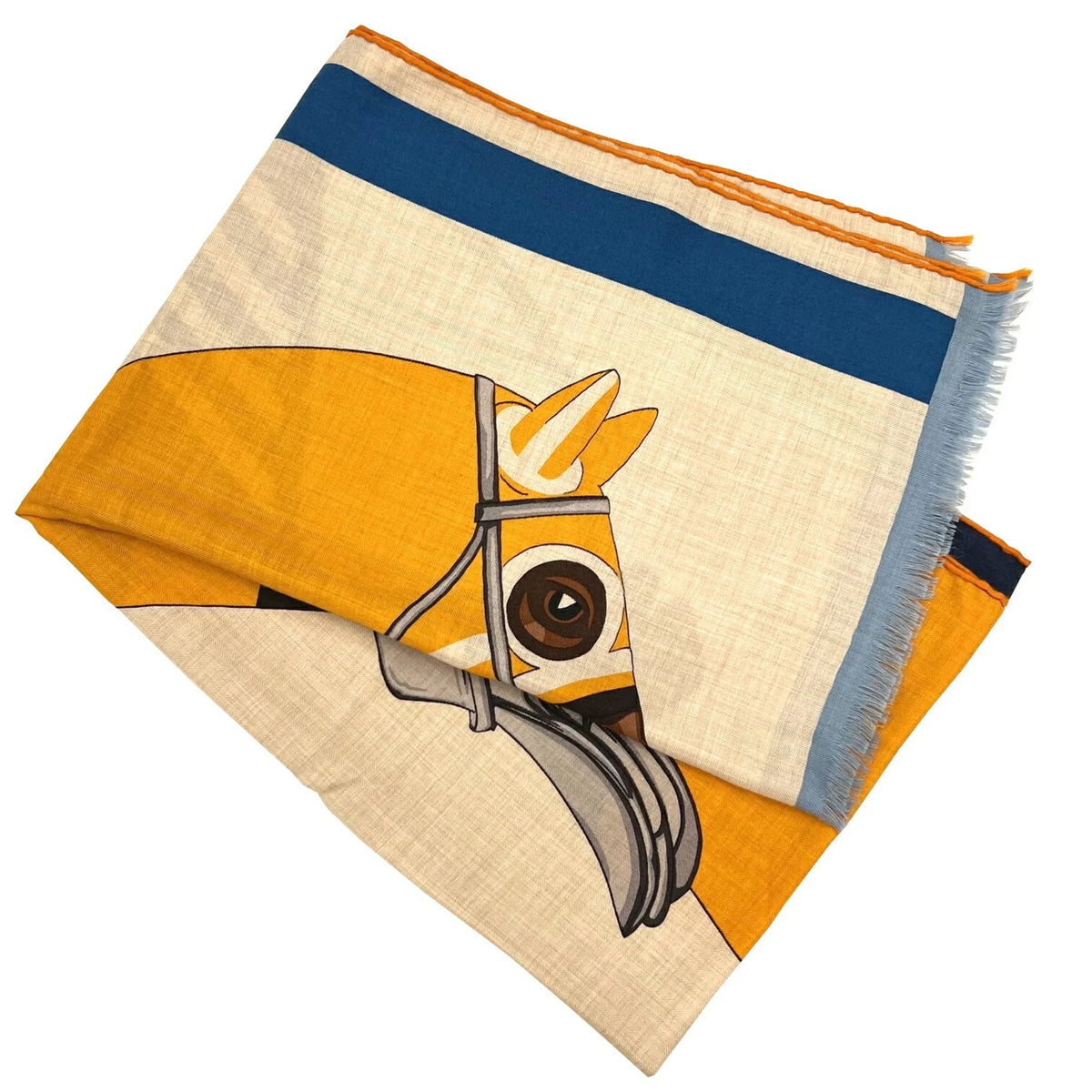 Hermes 2022 Cashmere New) Women's Spring/Summer Rectangle Stole Natural Silk Jaune HERMES Scarf Collection 22SS Marine (Like Pre-Owned Men's