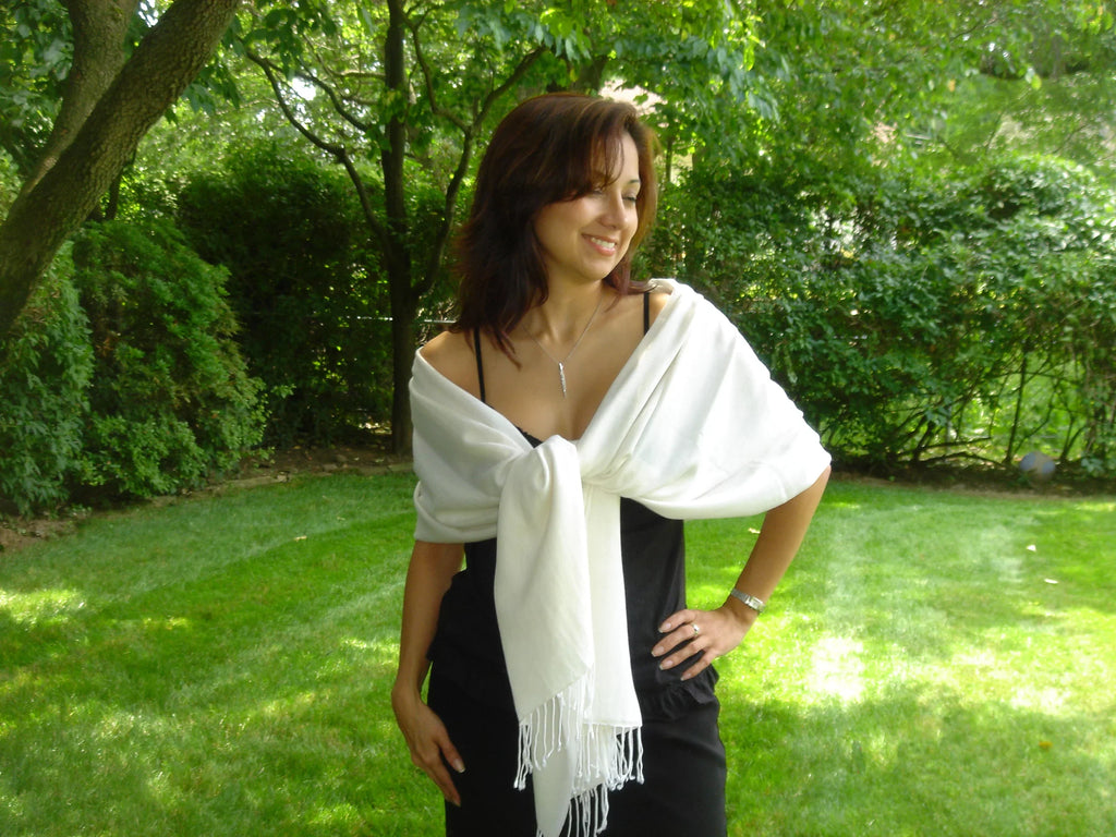 Shawl/Cashmere Scarf/Wool/Silk Shawl/Shawls/Scarf/Scarves/Wrap/Stole/Muffler/Cape/Ruana/Blanket/Throw/Pashmina Regular Shawl) (Cream/Ivory
