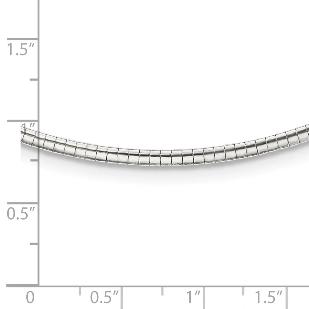 925 Chain Cubetto inch Ext Styles Omega 16 Necklace w/2 2mm Silver Sterling in