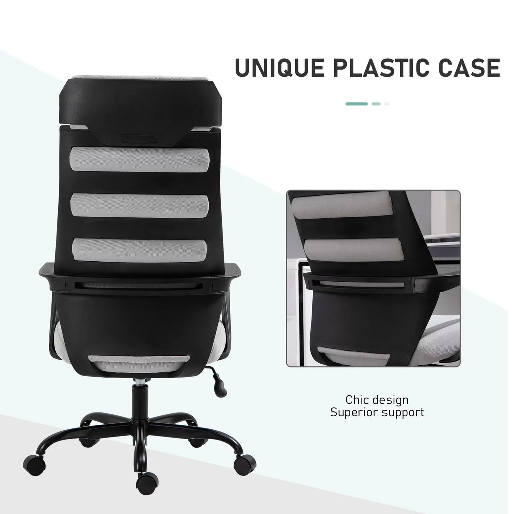 Height, 26.75 275 in Adjustable Executive Capacity, & lb. Chair Swivel Vinsetto Grey with