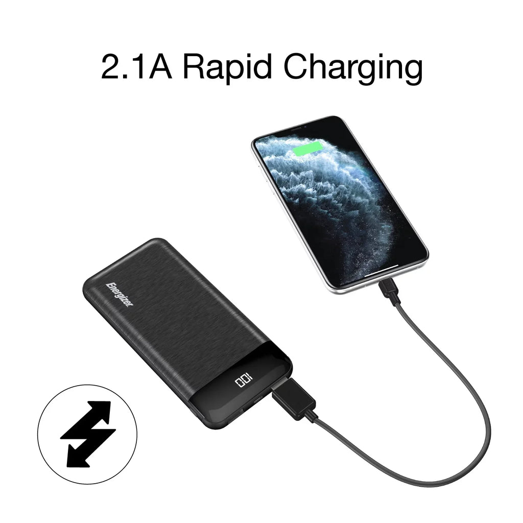 Max 20,000 Energizer mAh UE20058 Power Bank, Black,