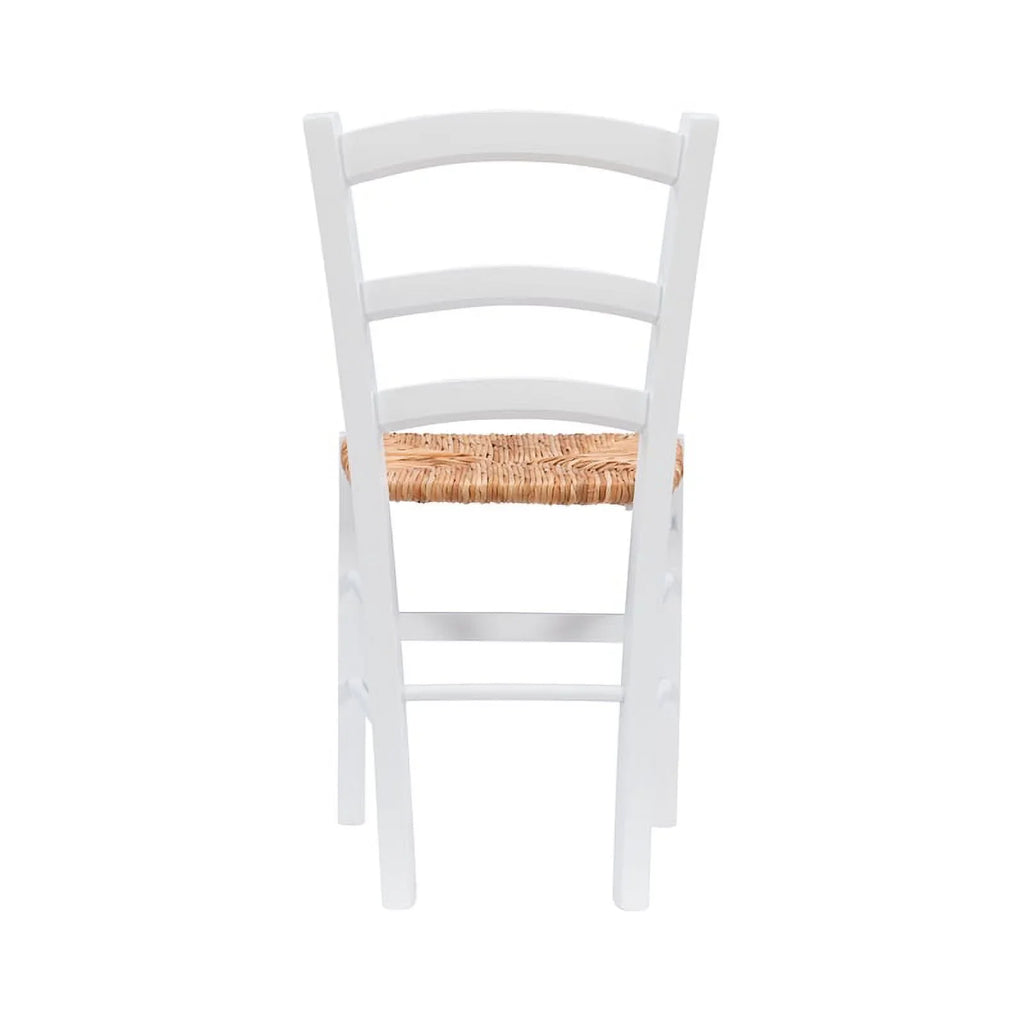 Linon White Karsyn Set Side Rush in Chairs Back of Seat Finish Two Ladder Wood