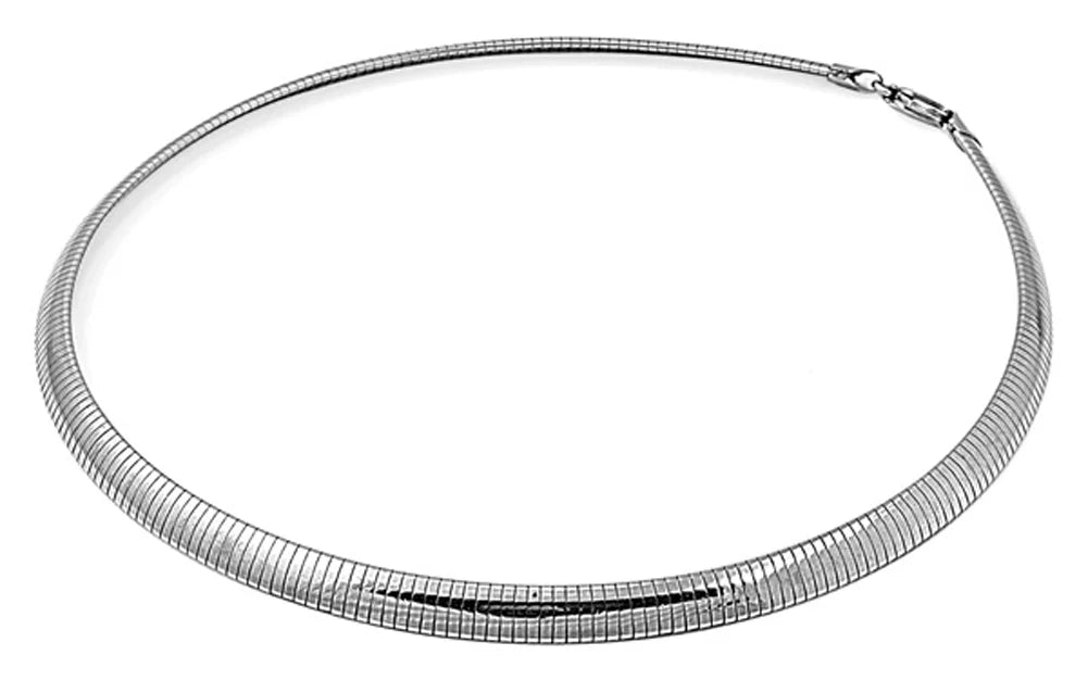 Omega Silver Sterling Reversible 925 Female Necklace 6mm Jewelry Italy Solid Chain Oval Snake 18"