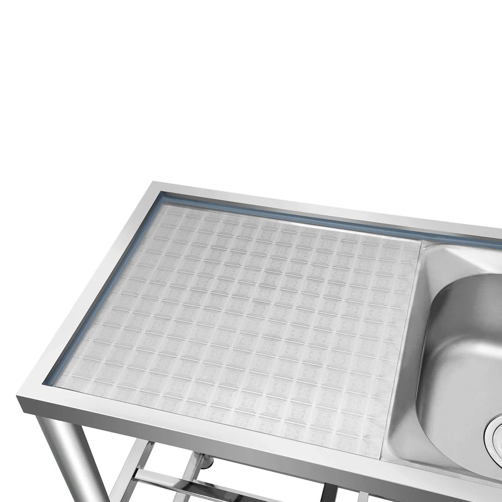 Drainboard w/ Bowls Utility 2 Kitchen Prep Steel Catering Bowl Kitchen w/Faucet Catering Sink Bowl Sink Home Bowls Prep Sink +Shelf Prep Table Catering Kitchen 2 Stainless 304 Commercial Table