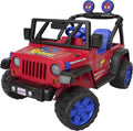 with Ride-On 3-7 Jeep Wrangler Vehicle Child Power Wheels Battery-Powered a Sounds, Spider-Man Ages for 12V