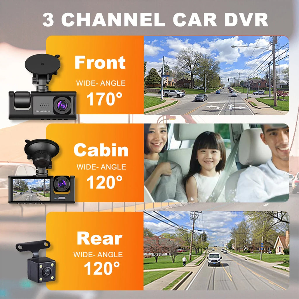 Cam,1080P+720P+480p, Versatile Safety,3-in-1 Car Safety Moobody Car Car Dash Mirror Cam Rearview for Dash