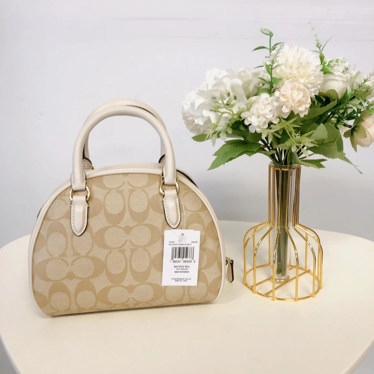 IN Satchel In Canvas CA591 Sydney KHAKI LIGHT Coach Signature CHALK