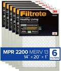 Allergen, Elite dimensions 19.81 (exact Filtrete Furnace Filter, MPR 0.78) 13.81 Air AC Healthy 2200, 14x20x1, x Living x 6-Pack