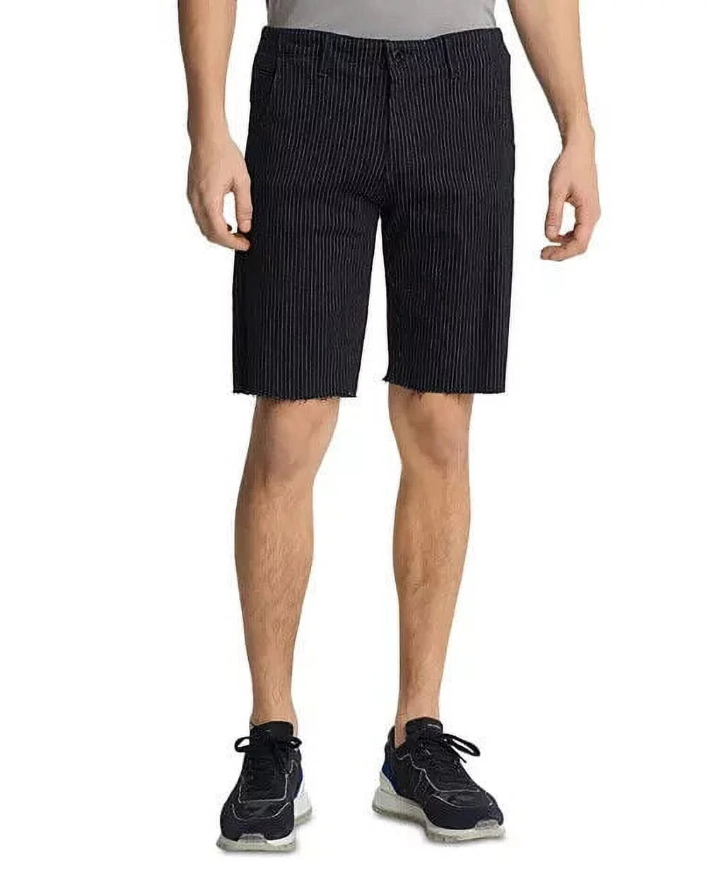 Fit Pinstripe Hem 30 Karl $129 Mens Shorts MSRP Lagerfeld Size black Regular Raw