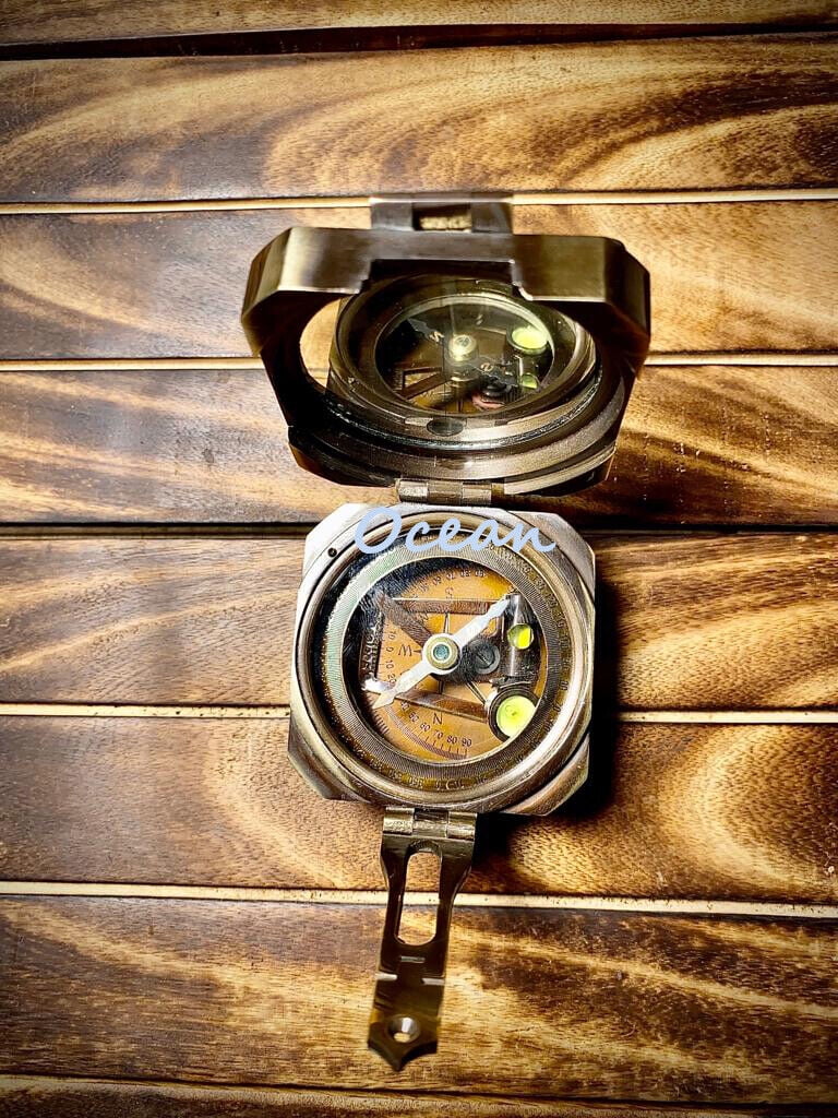 Hughes & 1917 Compass Antique Wedding, Kelvin Baptism Gift Brass Brunton Compass
