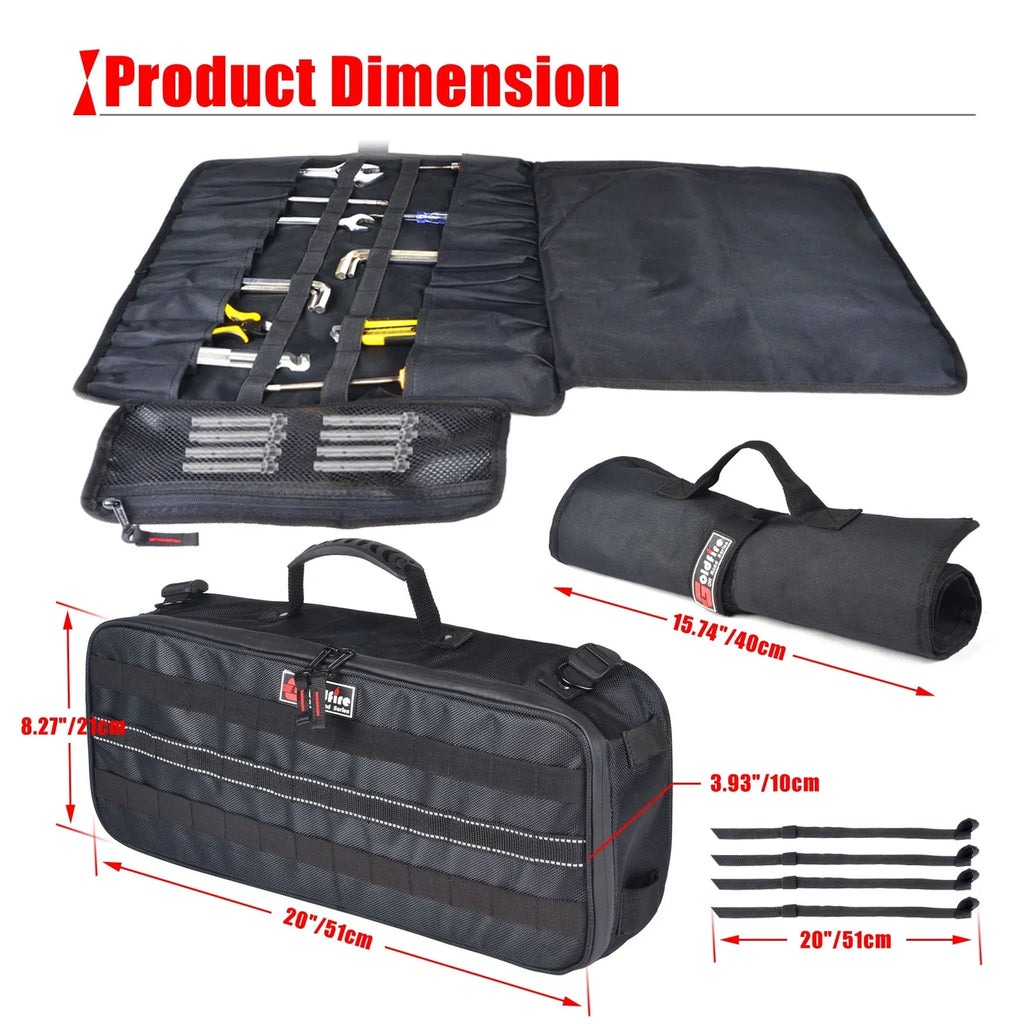 Organizer Portable Tool Tool Tool Bag Car Truck Kit Storage UTV for Storage Pouch Travel Roll with Universal ATV Goldfire Wrench