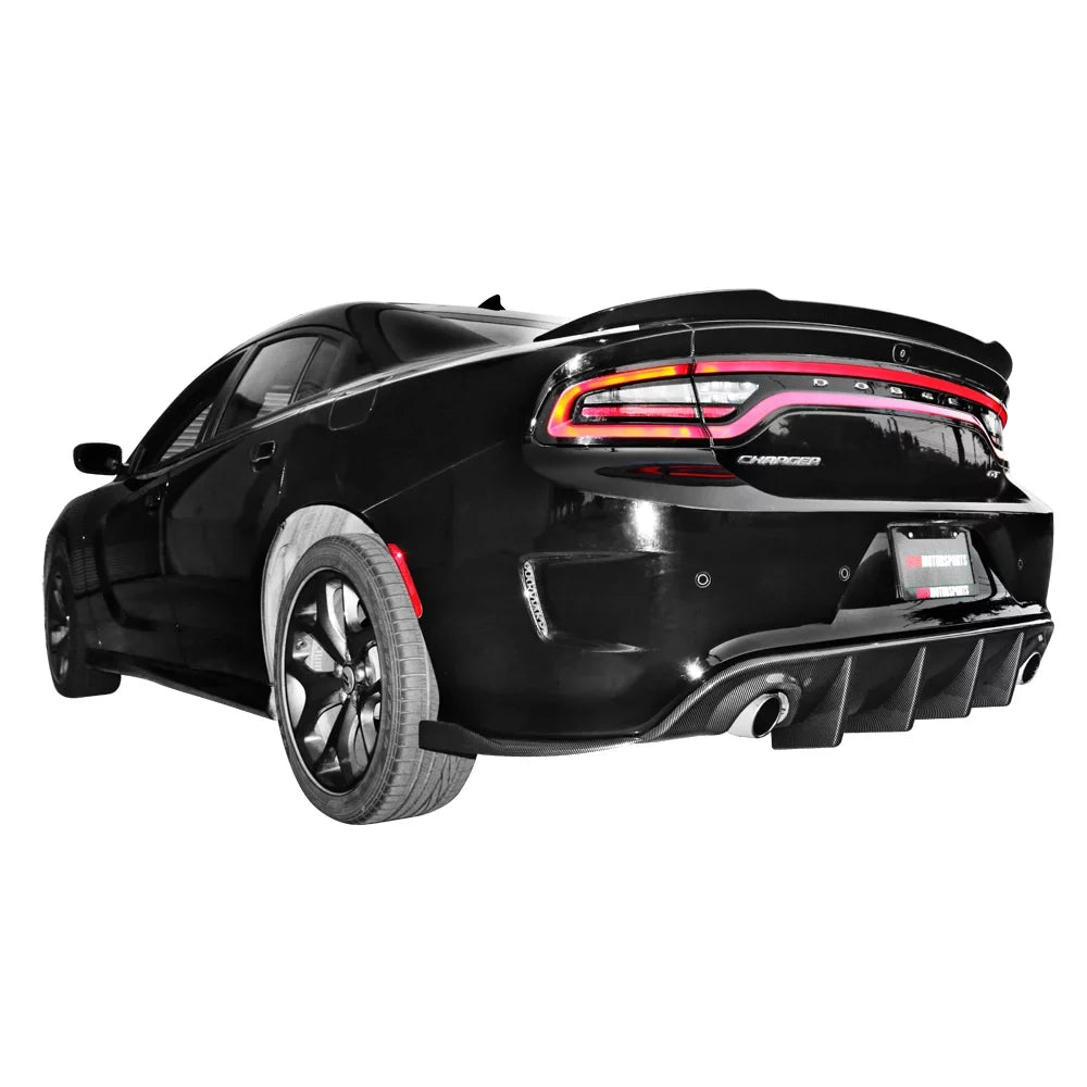 Carbon Print Dodge Motorsports V2 Style Charger Lip Rear with Ikon Bumper Apron Side 15-23 Fiber Compatible