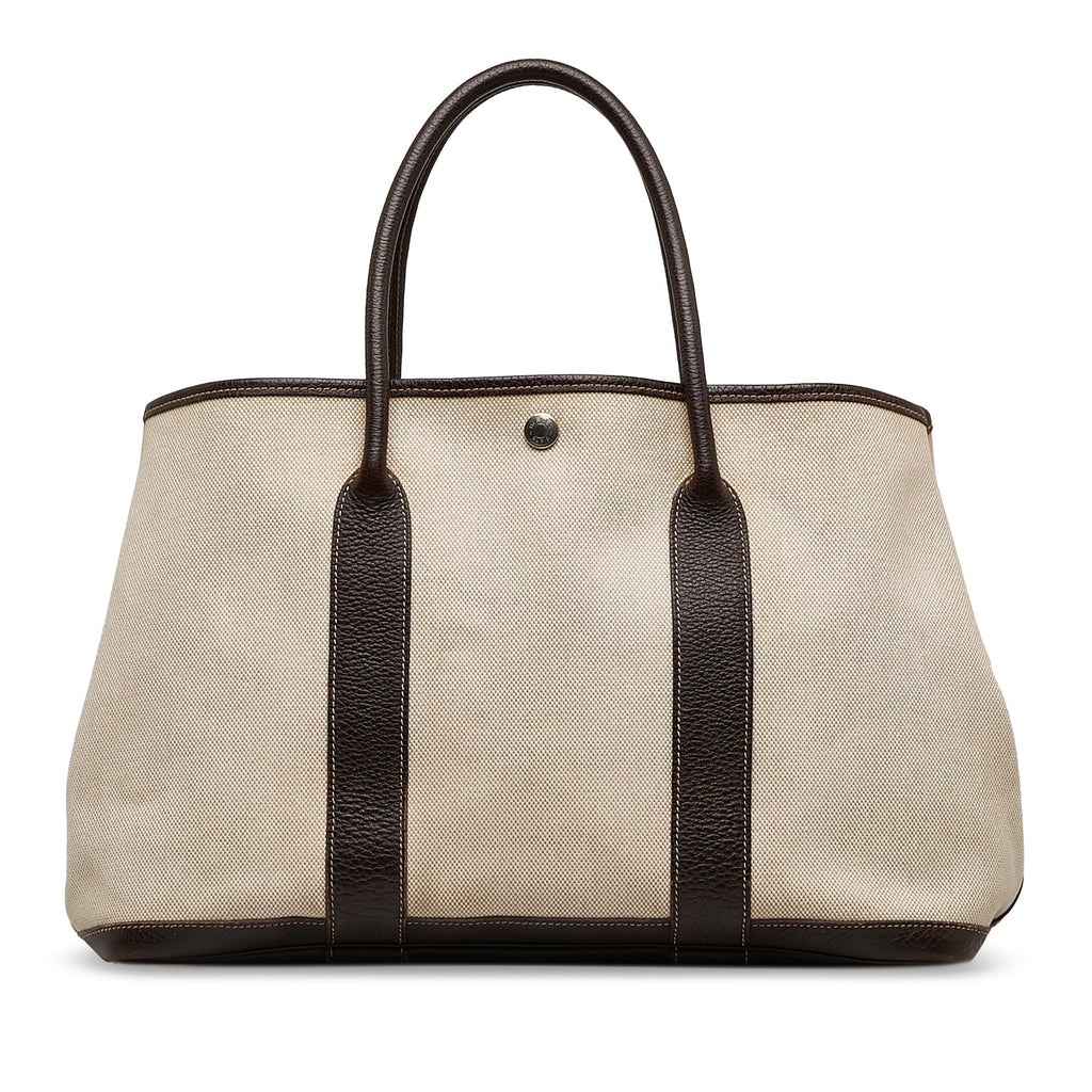Hermès Fabric PM Garden Bag (Good) Brown Pre-Owned Party Authenticated Unisex Tote Canvas