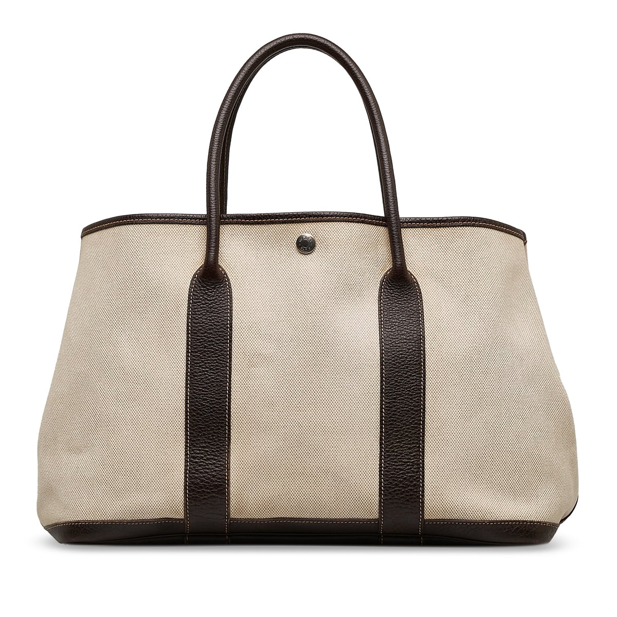 Hermès Fabric PM Garden Bag (Good) Brown Pre-Owned Party Authenticated Unisex Tote Canvas