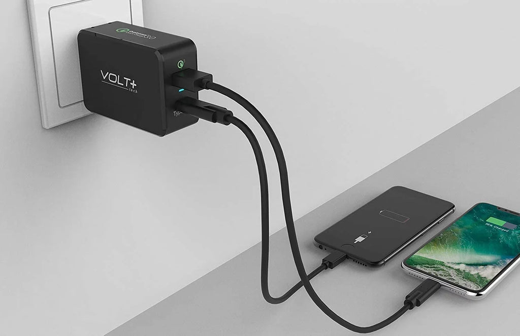 Compatible 3.0 Both Blade Quick Certified] Charge Plus Folding with with MicroUSB/Type-C XA/P/Z5/Z3/Z3v/Z2/E5 33W 3.0 Adaptive Professional Xperia [Black/UL QC Cables Sony Fast